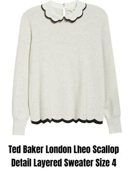 Ted Baker London Lheo Scallop Detail Layered Sweater Size 4
